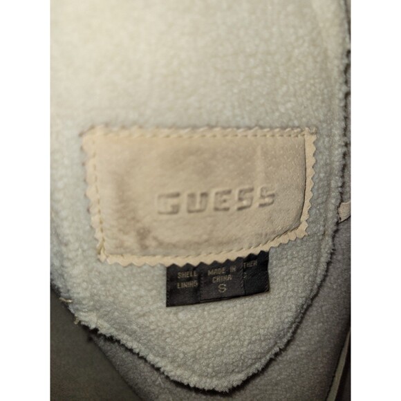 Vintage Guess Tan Suede Penny Lane Patchwork Y2K Coat Women's Size S - Picture 4 of 9